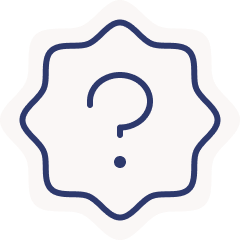 A blue question mark on a beige background.